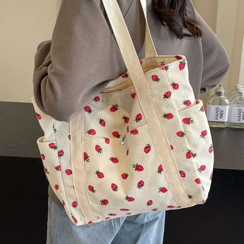Forest Corduroy Simple Shoulder Bag