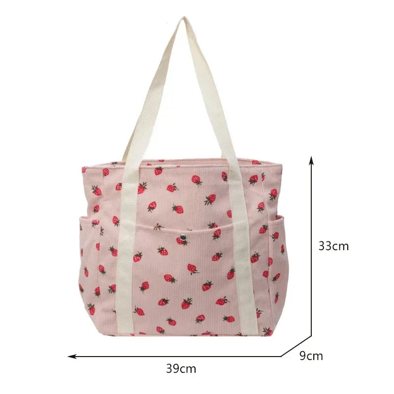 Forest Corduroy Simple Shoulder Bag