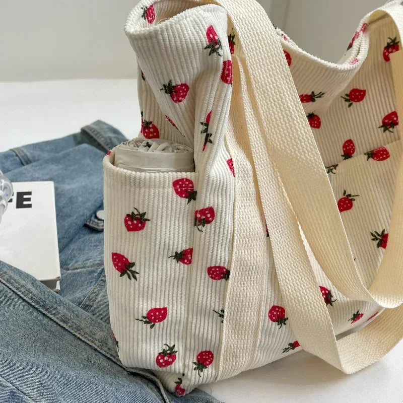 Forest Corduroy Simple Shoulder Bag