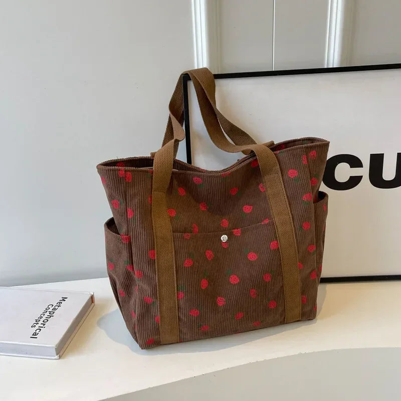 Forest Corduroy Simple Shoulder Bag