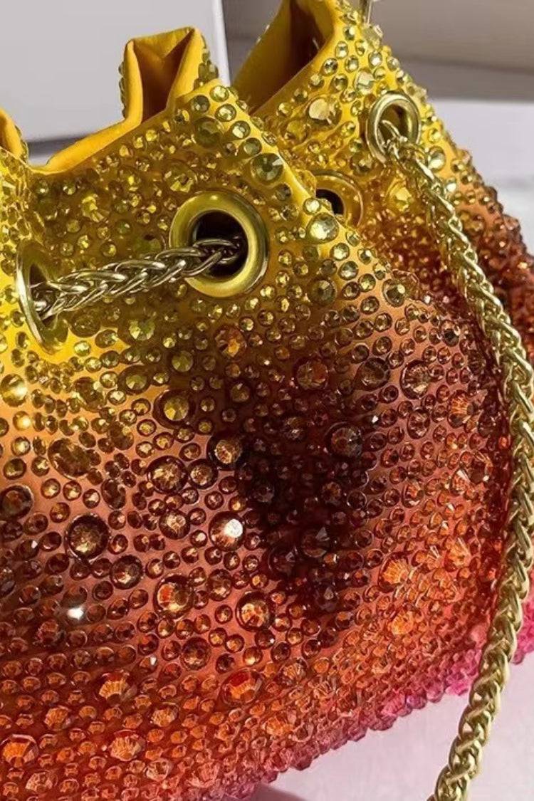 Harlow Multicolored Crystal Embellished Bucket Bag
