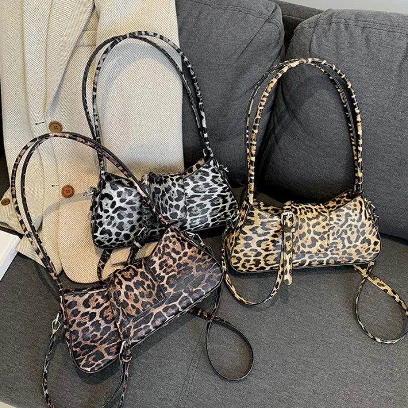 Brown Leopard PU Leather Crossbody Shoulder Bag