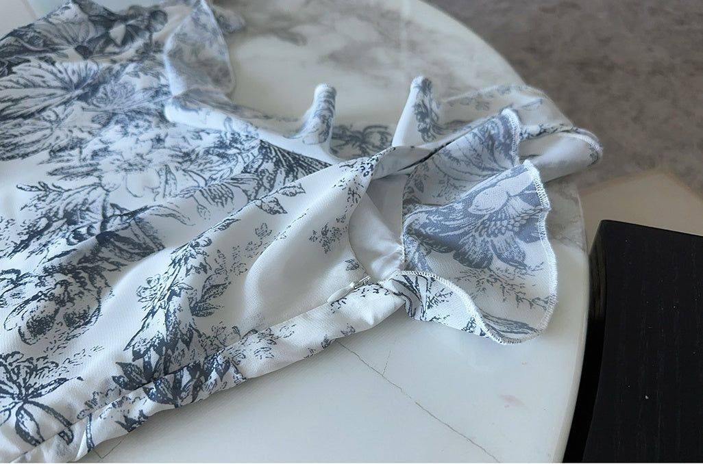 Ruffle Floral Maxi Dress · Elegant Slimming