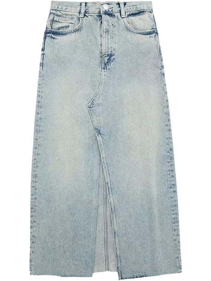 Denim Slit Skirt