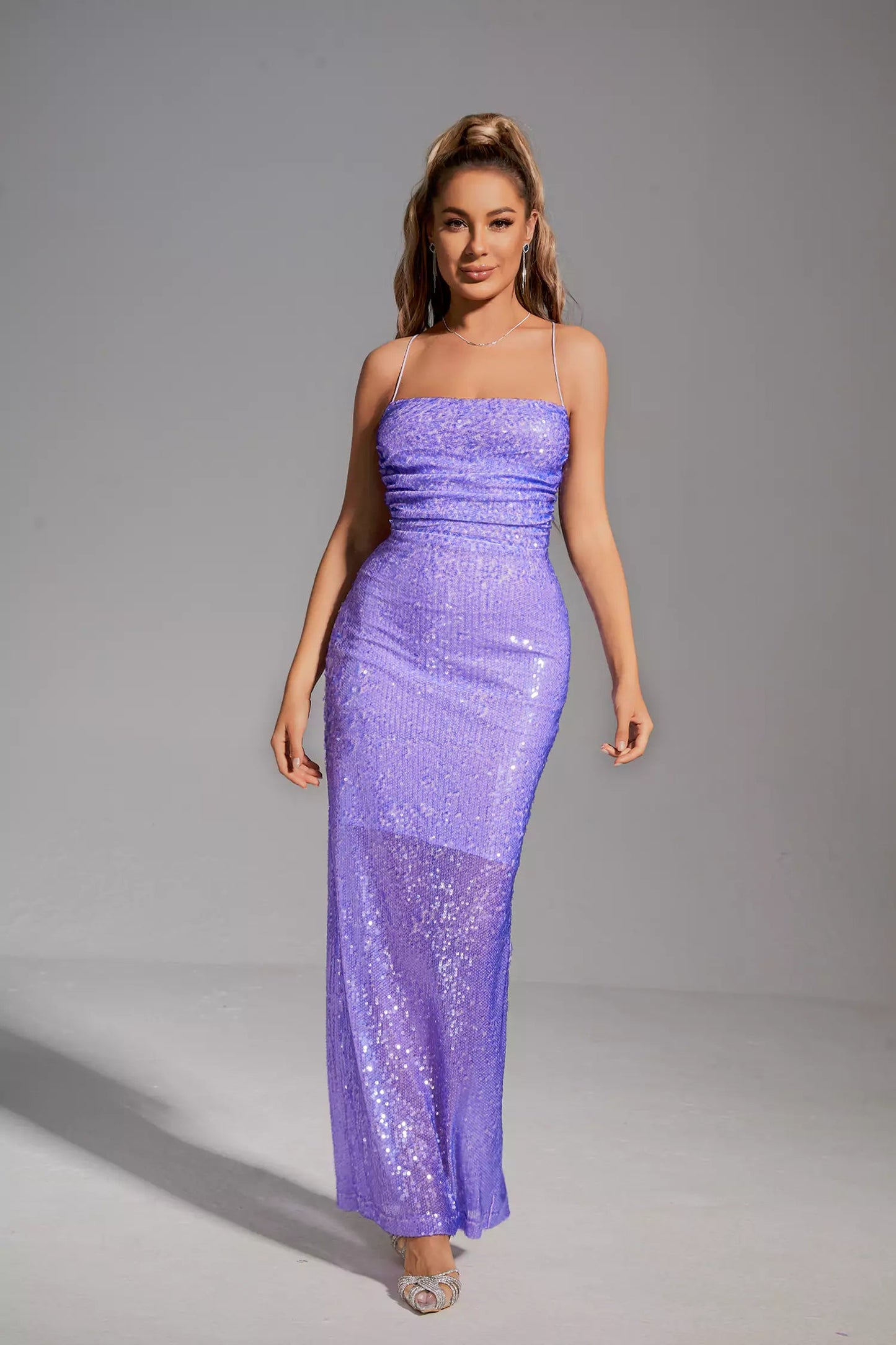 Gabriela Purple Sequin Maxi Dress