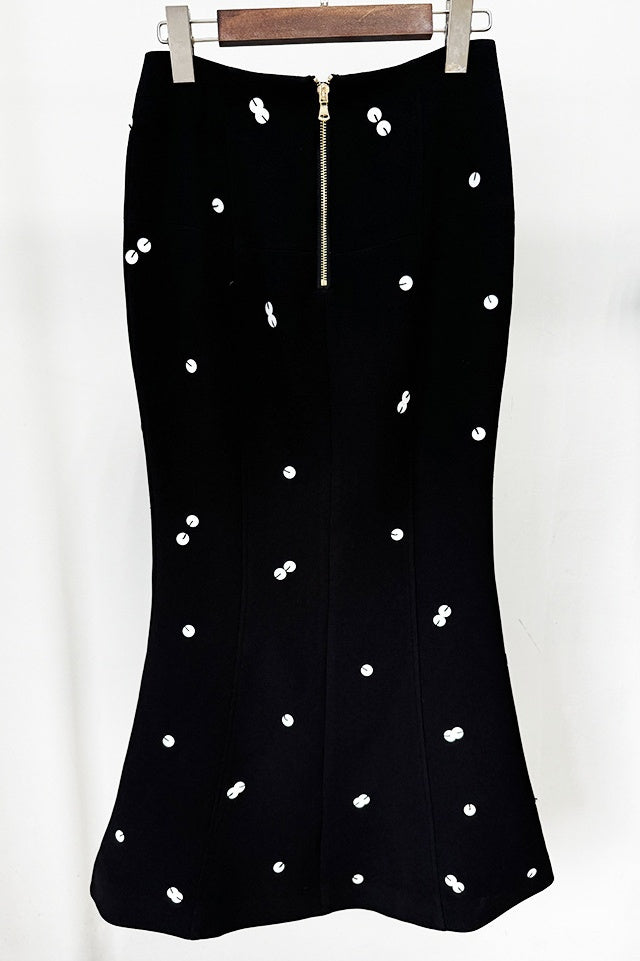 Gana Sequin Dot Trumpet Blazer - Black