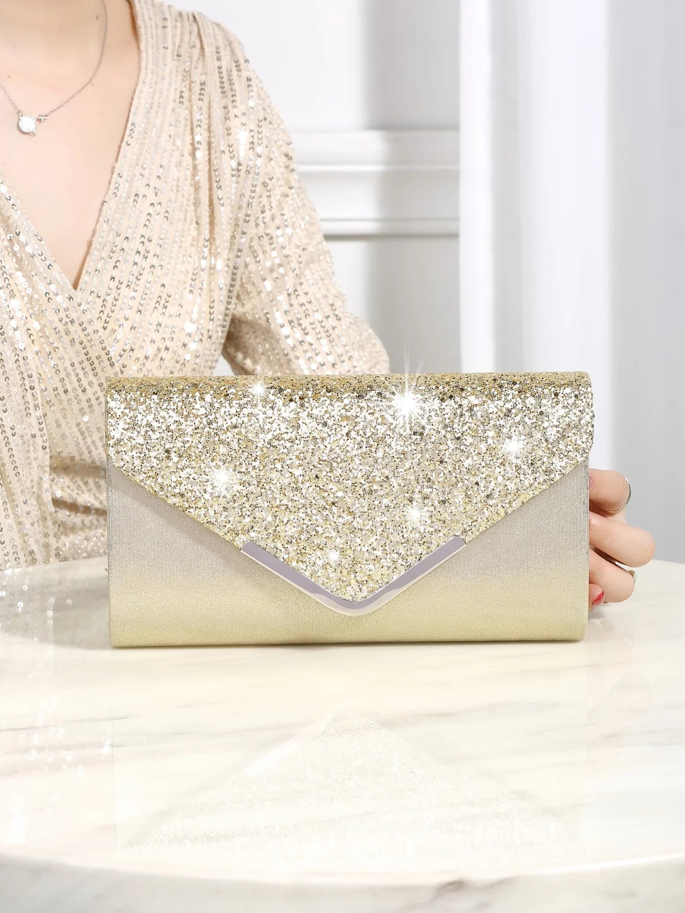 Bling Shiny Elegant Envelope Clutch Party Wedding Bag