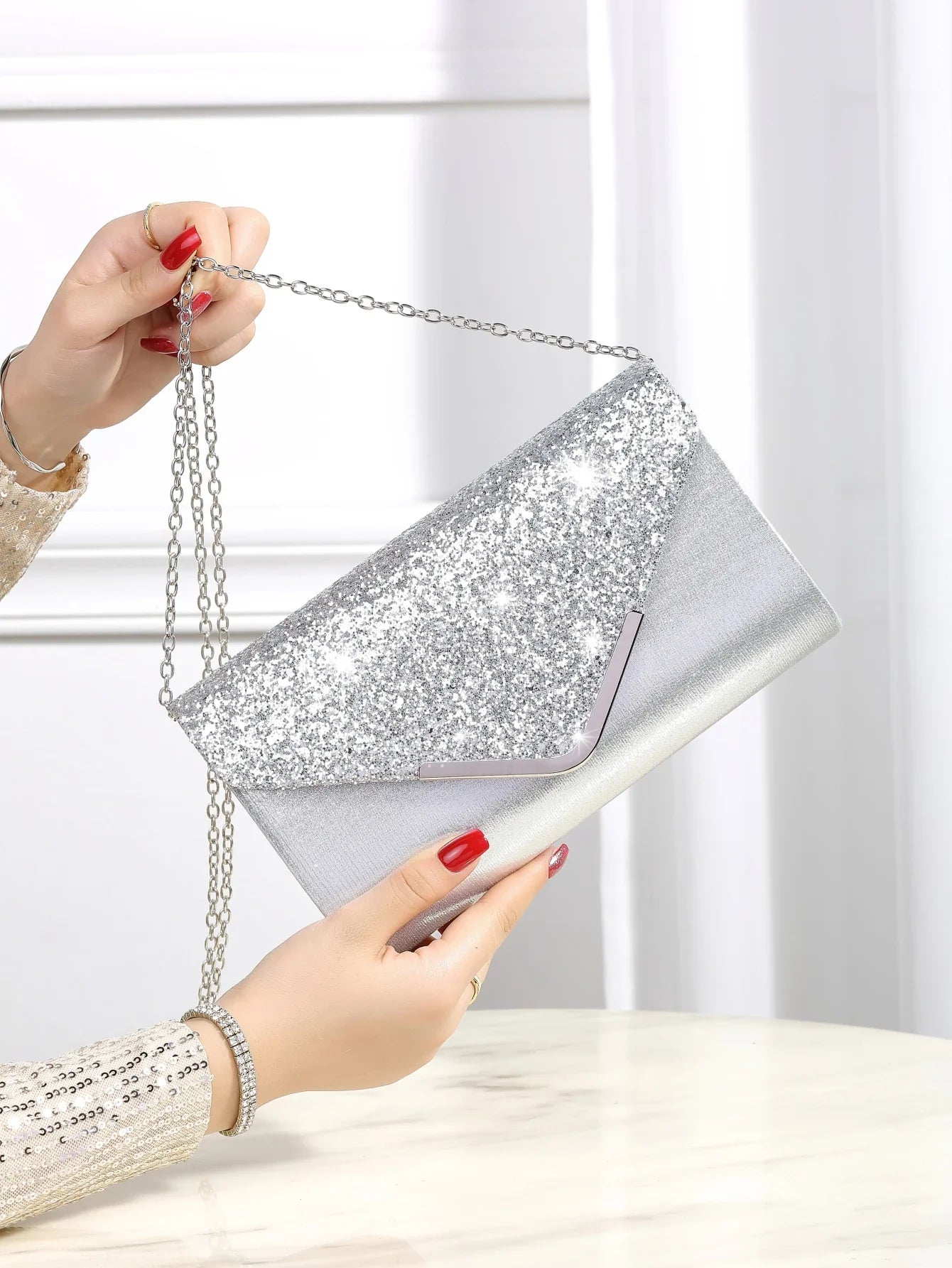 Bling Shiny Elegant Envelope Clutch Party Wedding Bag