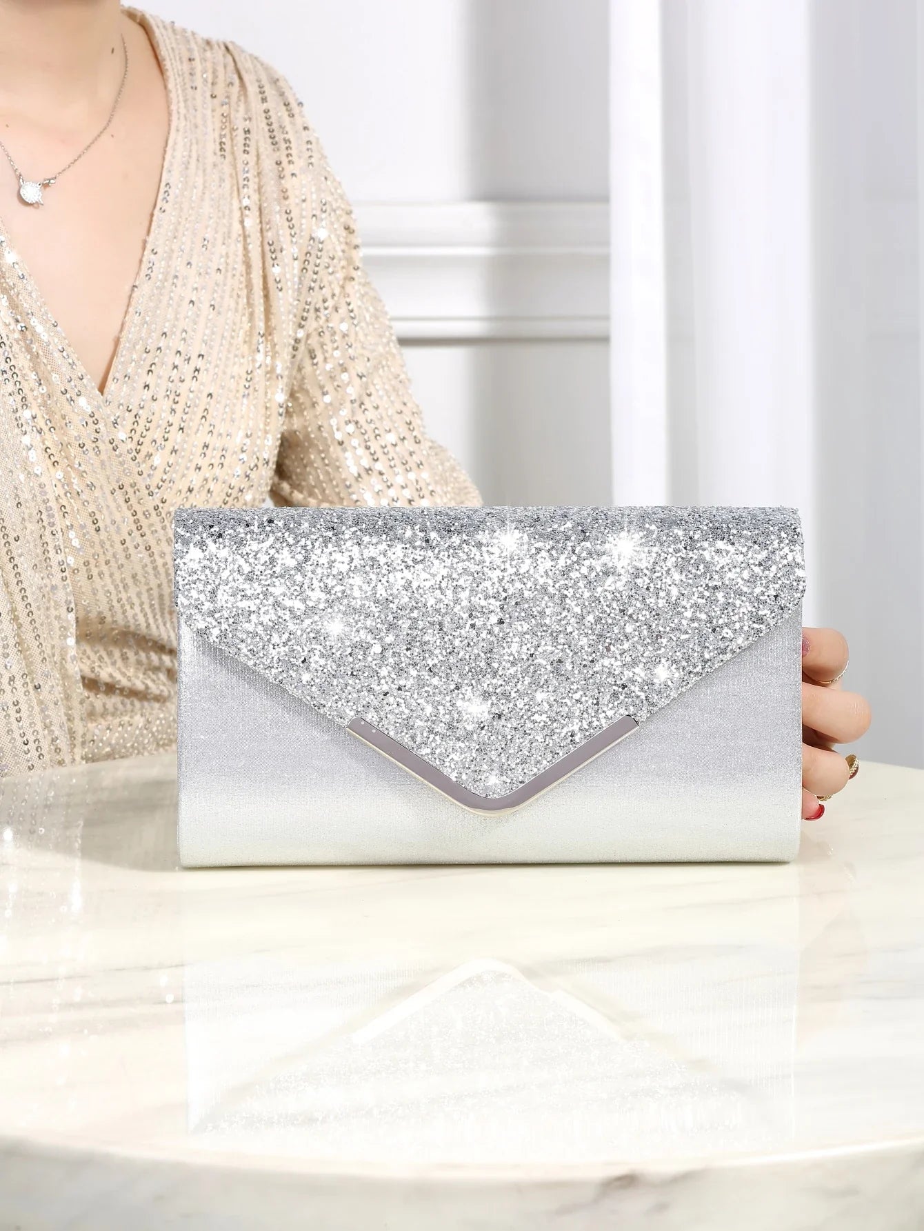 Bling Shiny Elegant Envelope Clutch Party Wedding Bag