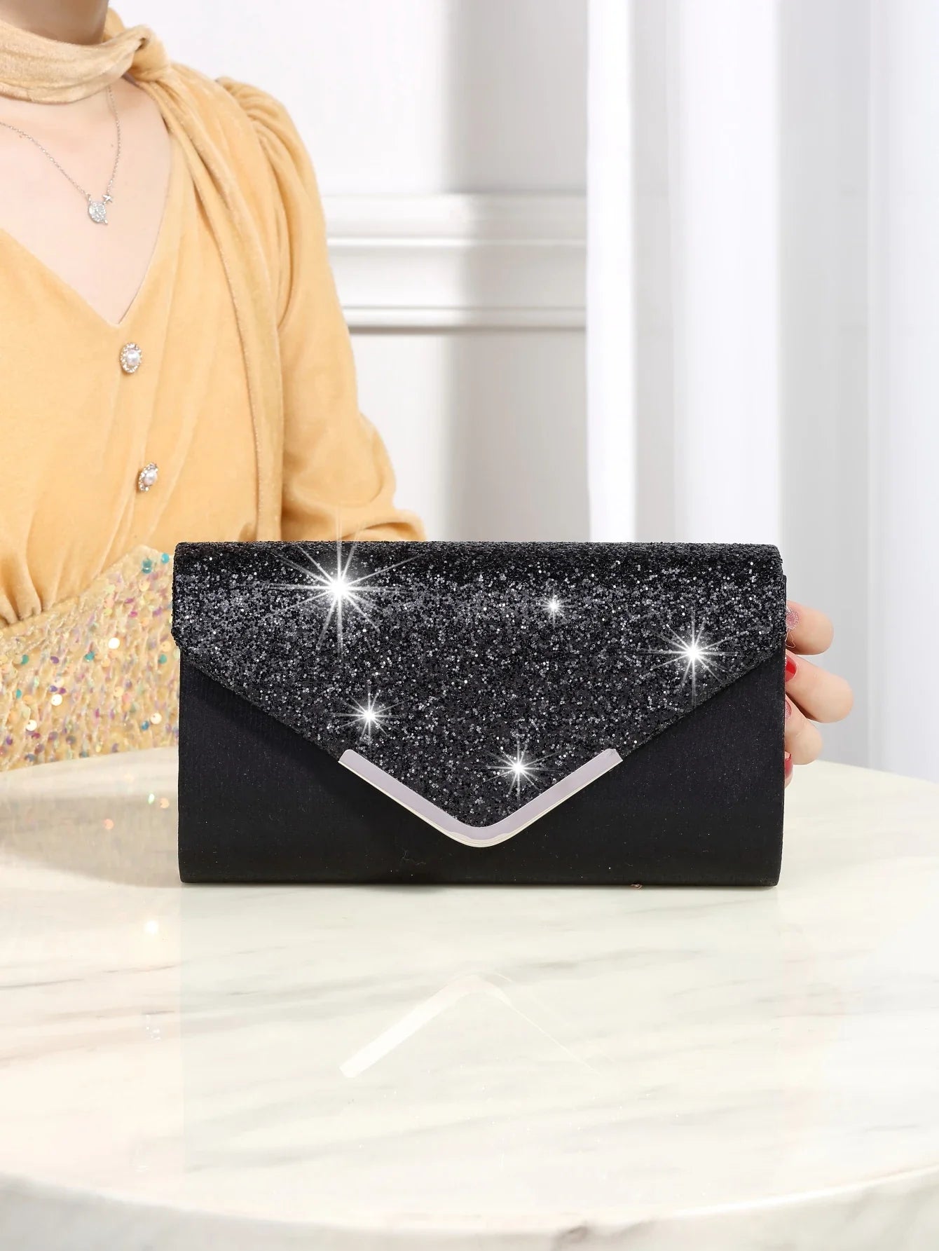 Bling Shiny Elegant Envelope Clutch Party Wedding Bag