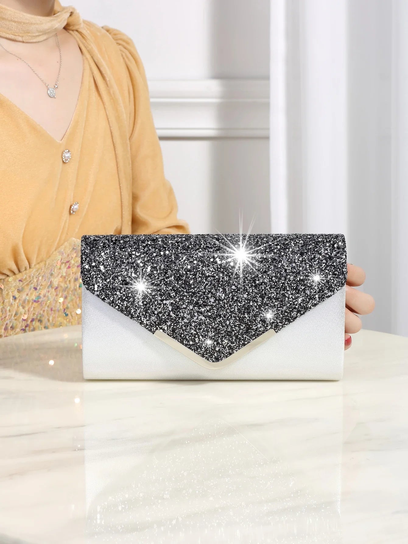 Bling Shiny Elegant Envelope Clutch Party Wedding Bag
