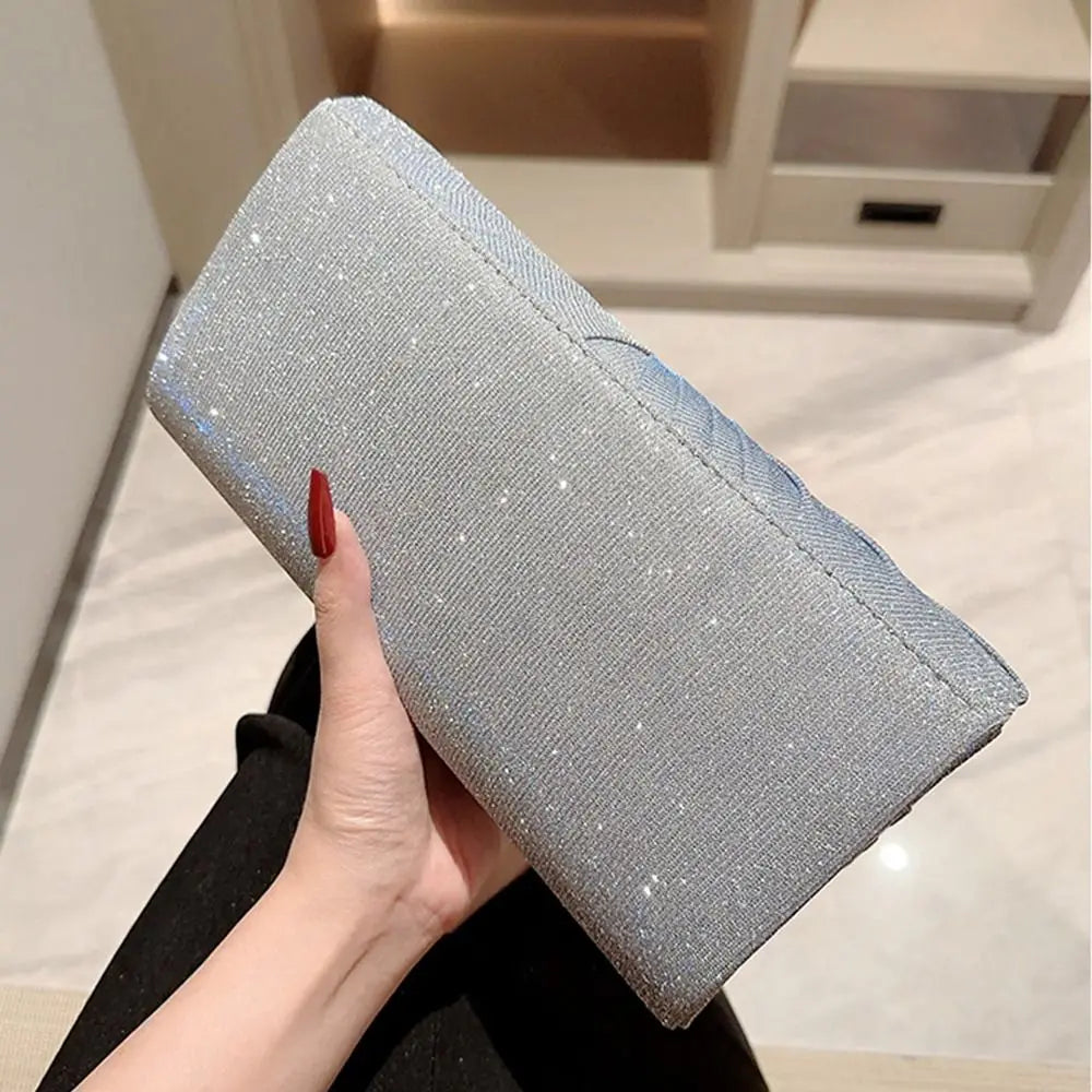 Silvery Sequin Clutch Evening Bag Luxury Party Shoulder Bag