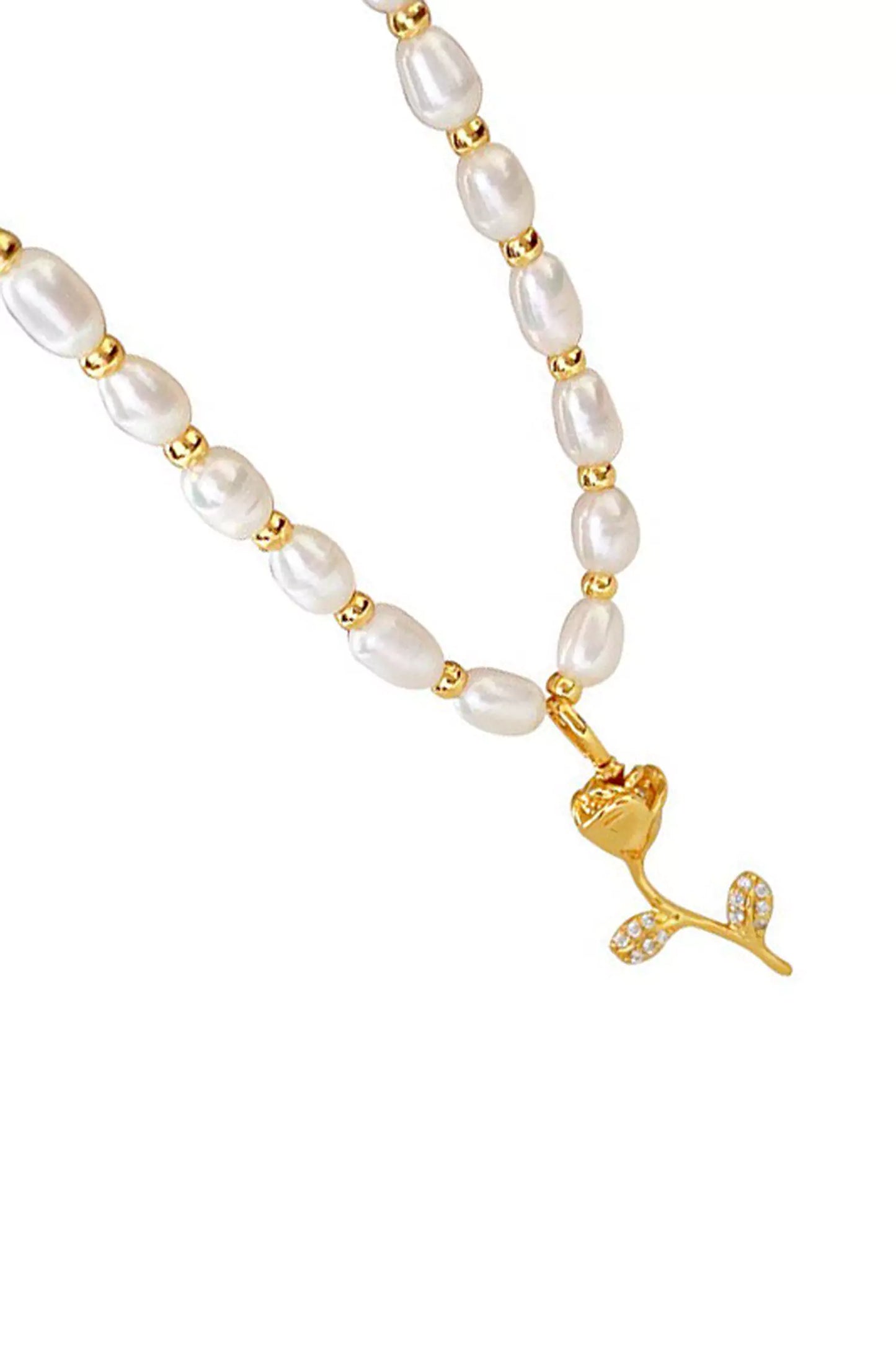 Harmoni White Pearl Rose Necklace