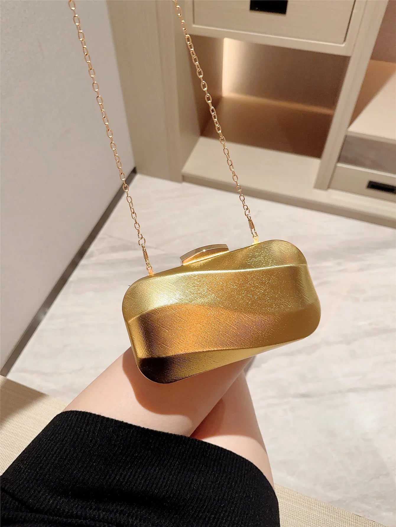Textured Square Box Evening Wedding Clutch Bag