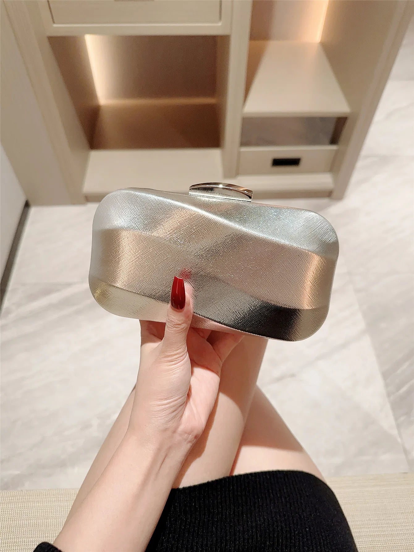 Textured Square Box Evening Wedding Clutch Bag