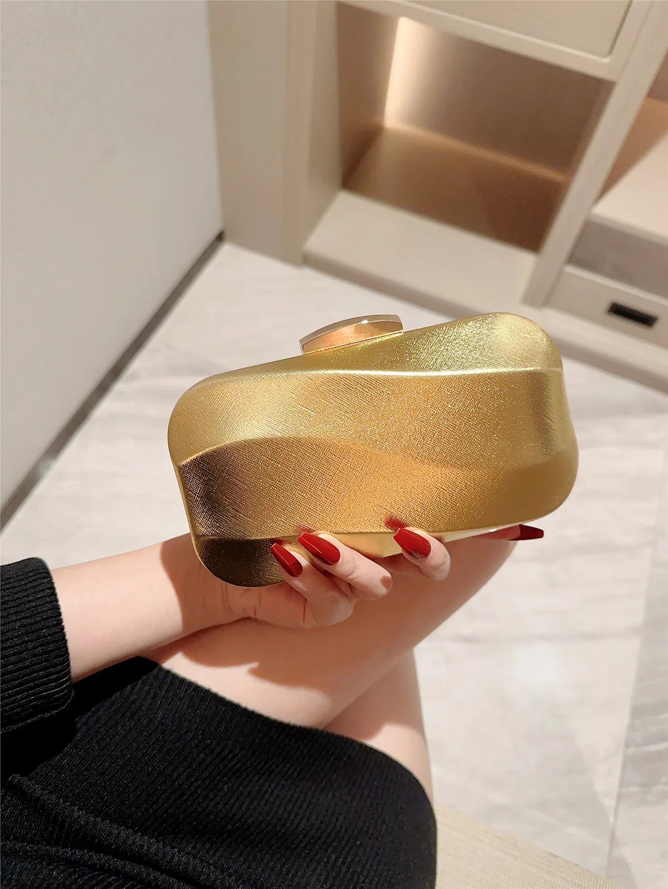 Textured Square Box Evening Wedding Clutch Bag