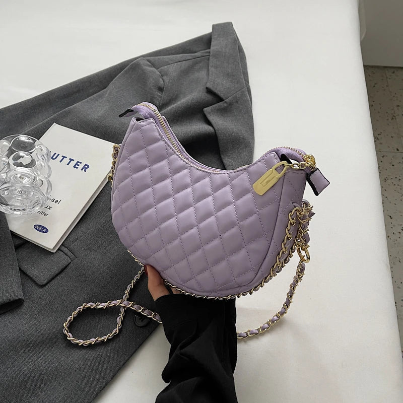 Zipper Women's Bag Diamond Crossbody PU Leather Clutch