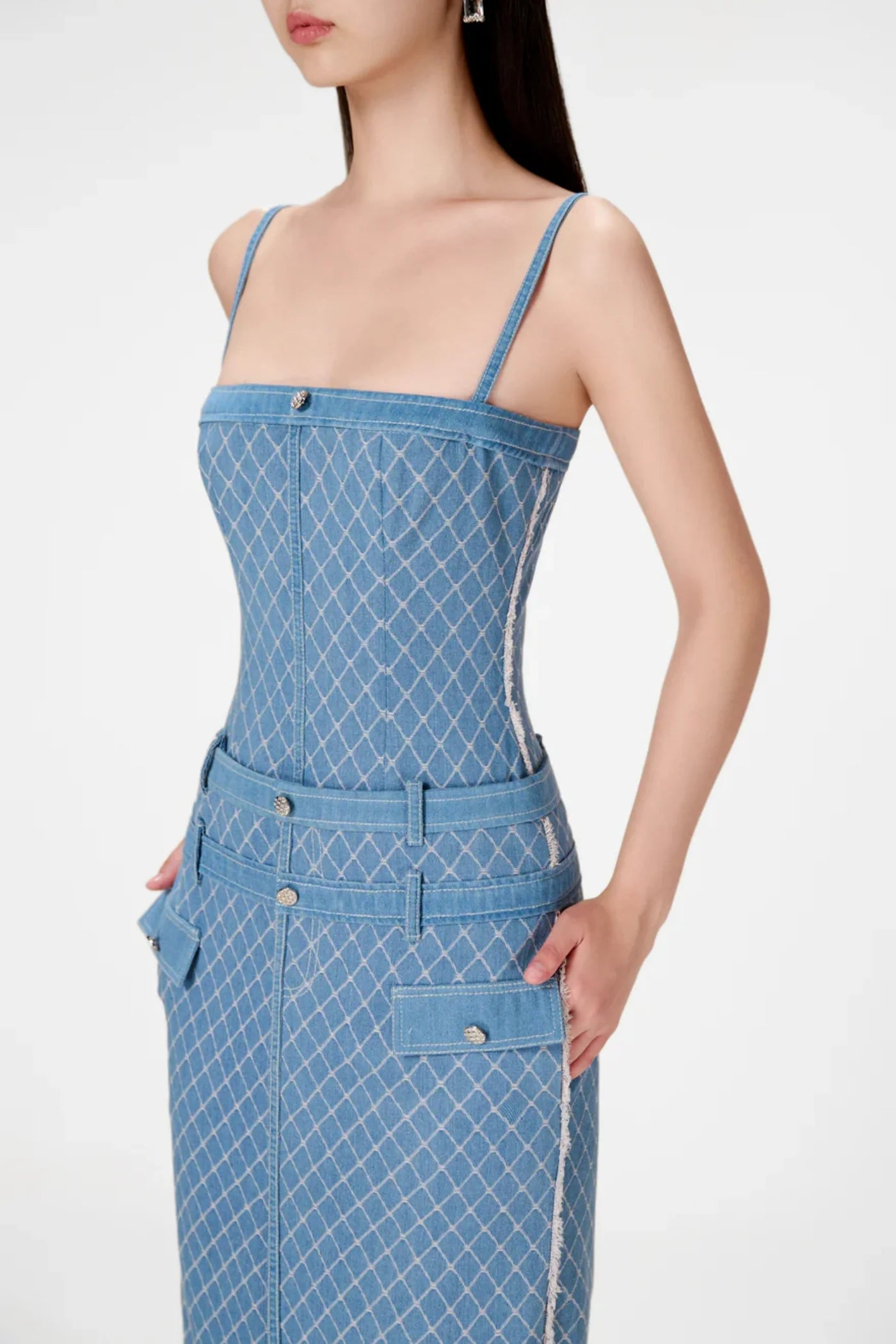 Hullar Denim String Midi Dress