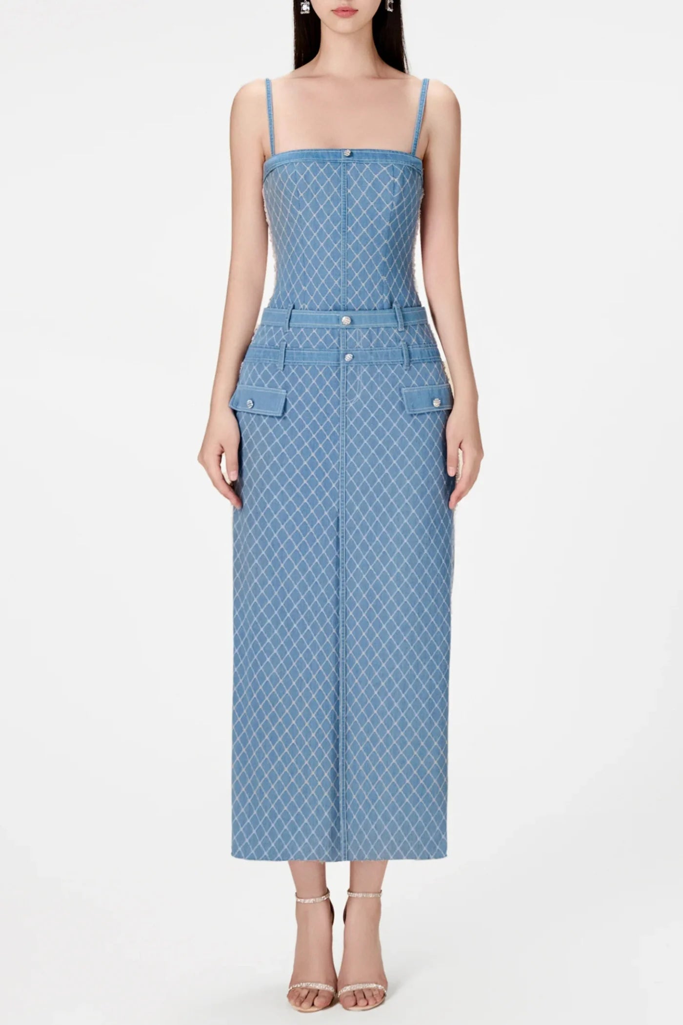 Hullar Denim String Midi Dress