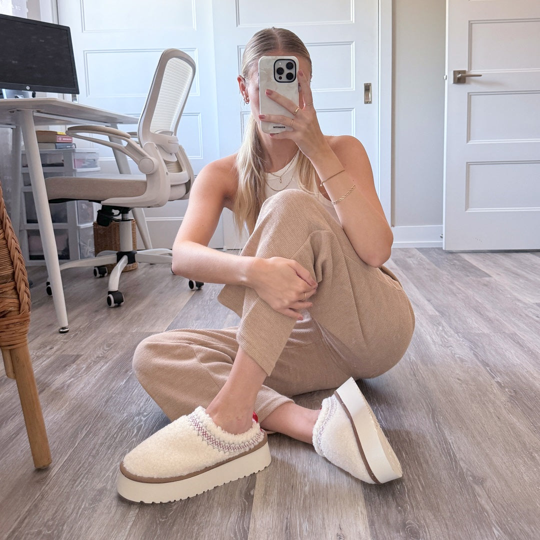 Sherpa Fleece Platform Slippers - Buy 1 Get 1 Free