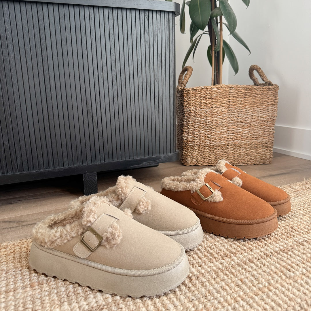 Buckle Platform Slippers