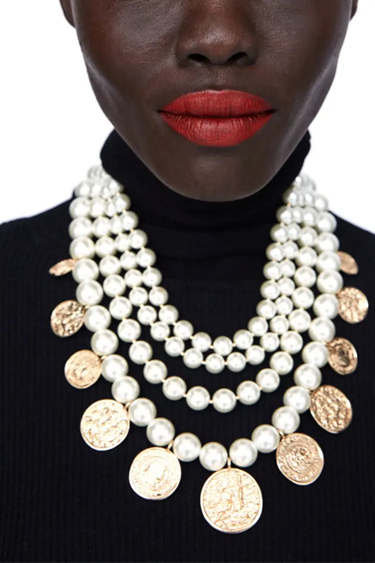 Isabel Pearl Gold Coin Necklace
