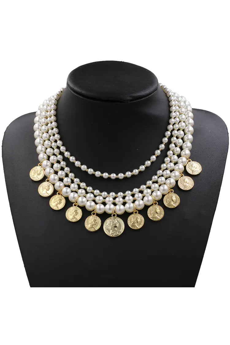 Isabel Pearl Gold Coin Necklace