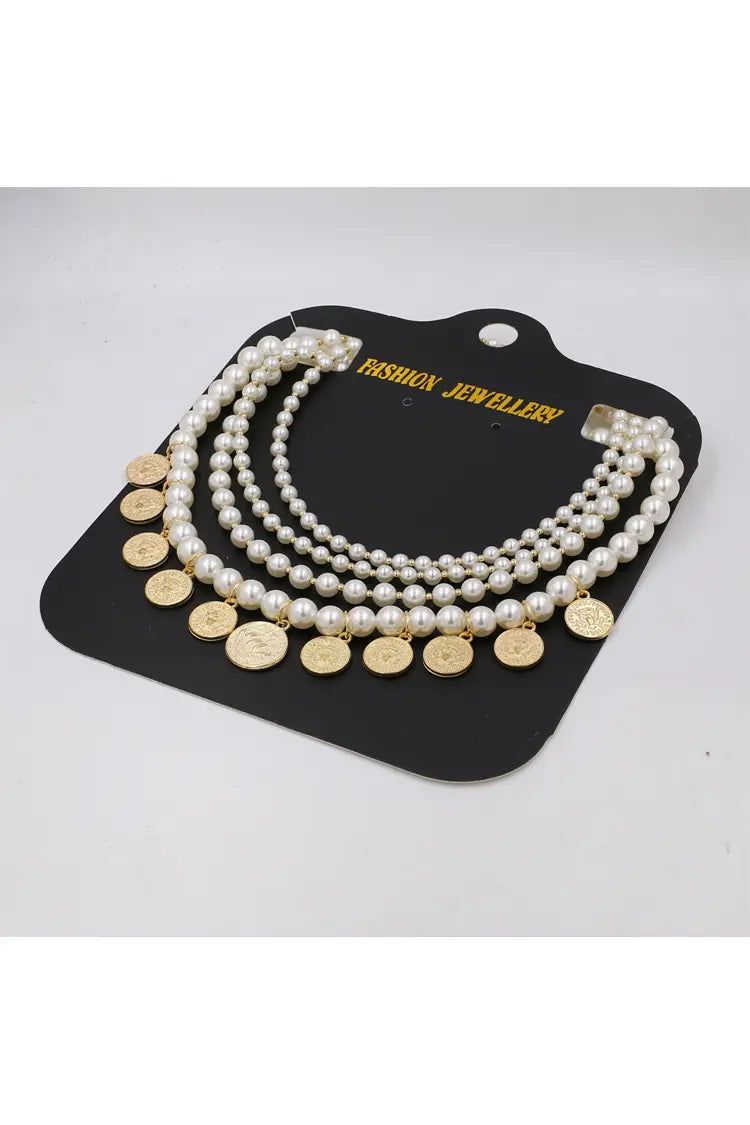 Isabel Pearl Gold Coin Necklace