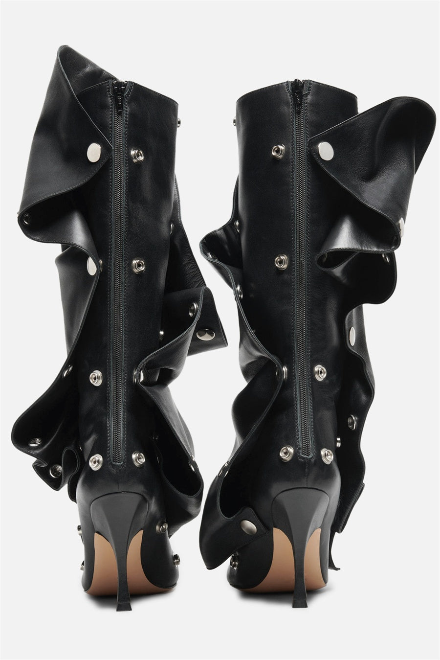 Isabela Appliqué Ruched Knee-high boots - Black