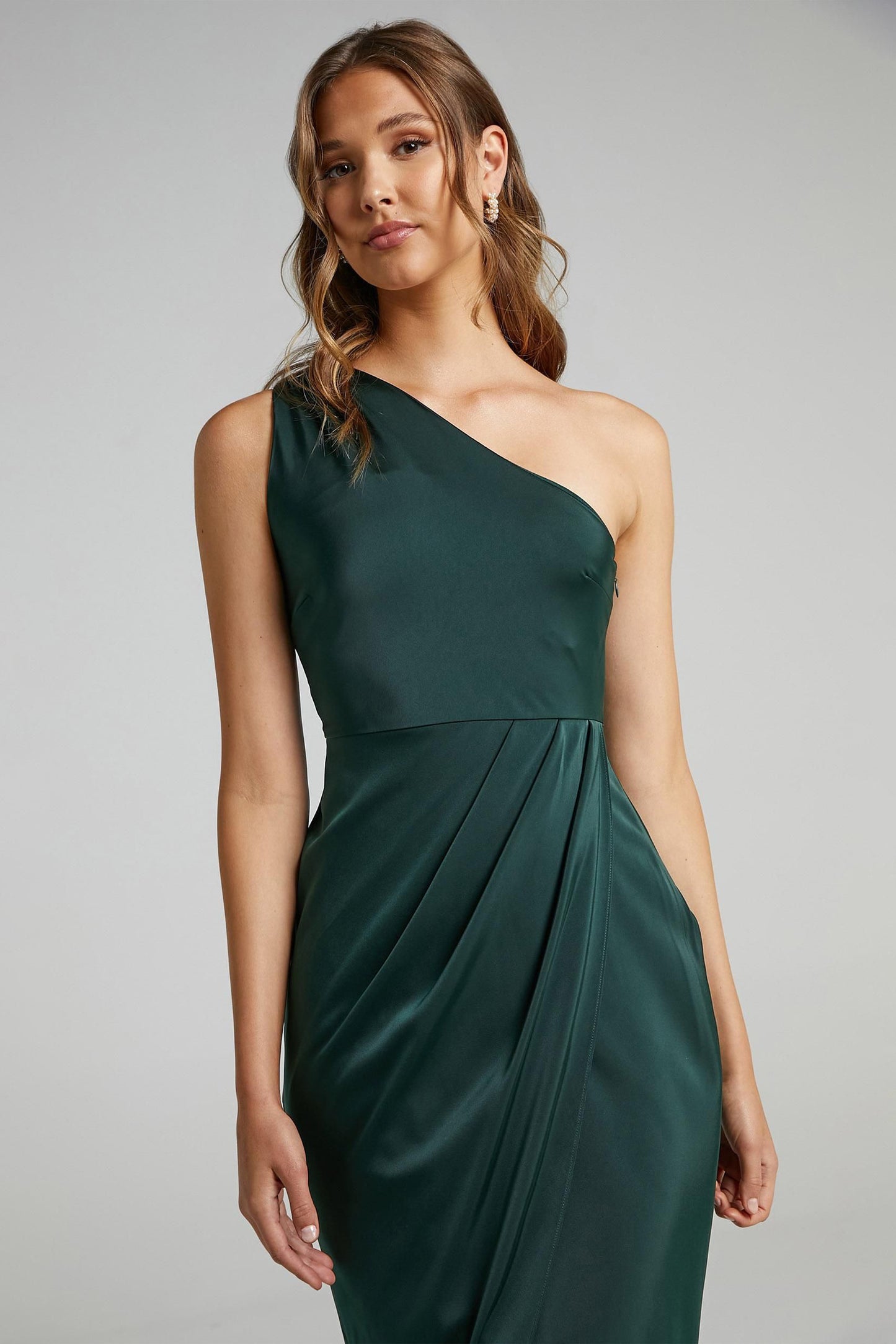 One-Shoulder Backless Slit Midi Dress