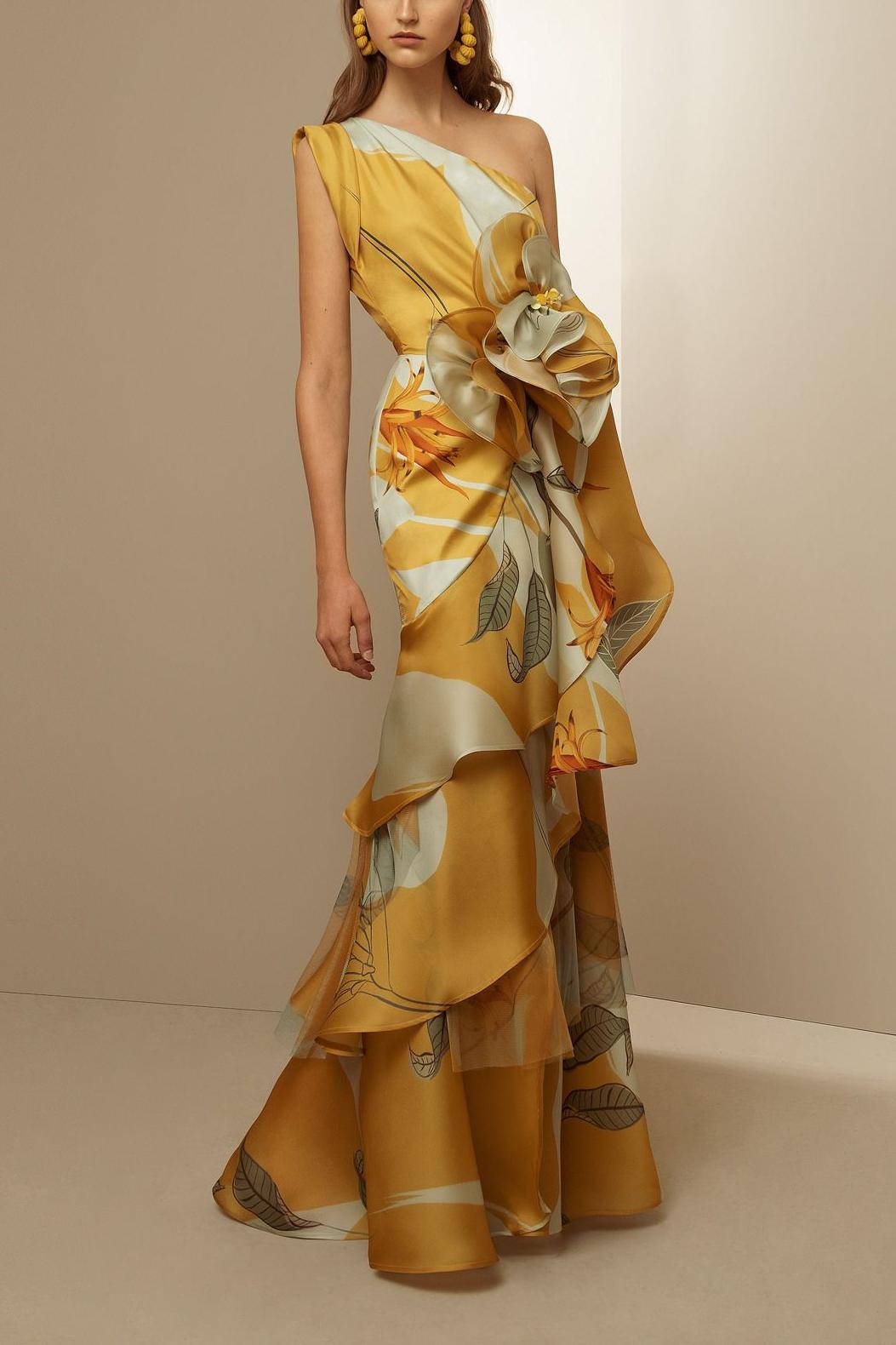 One Shoulder 3D Flower Dress main image 0