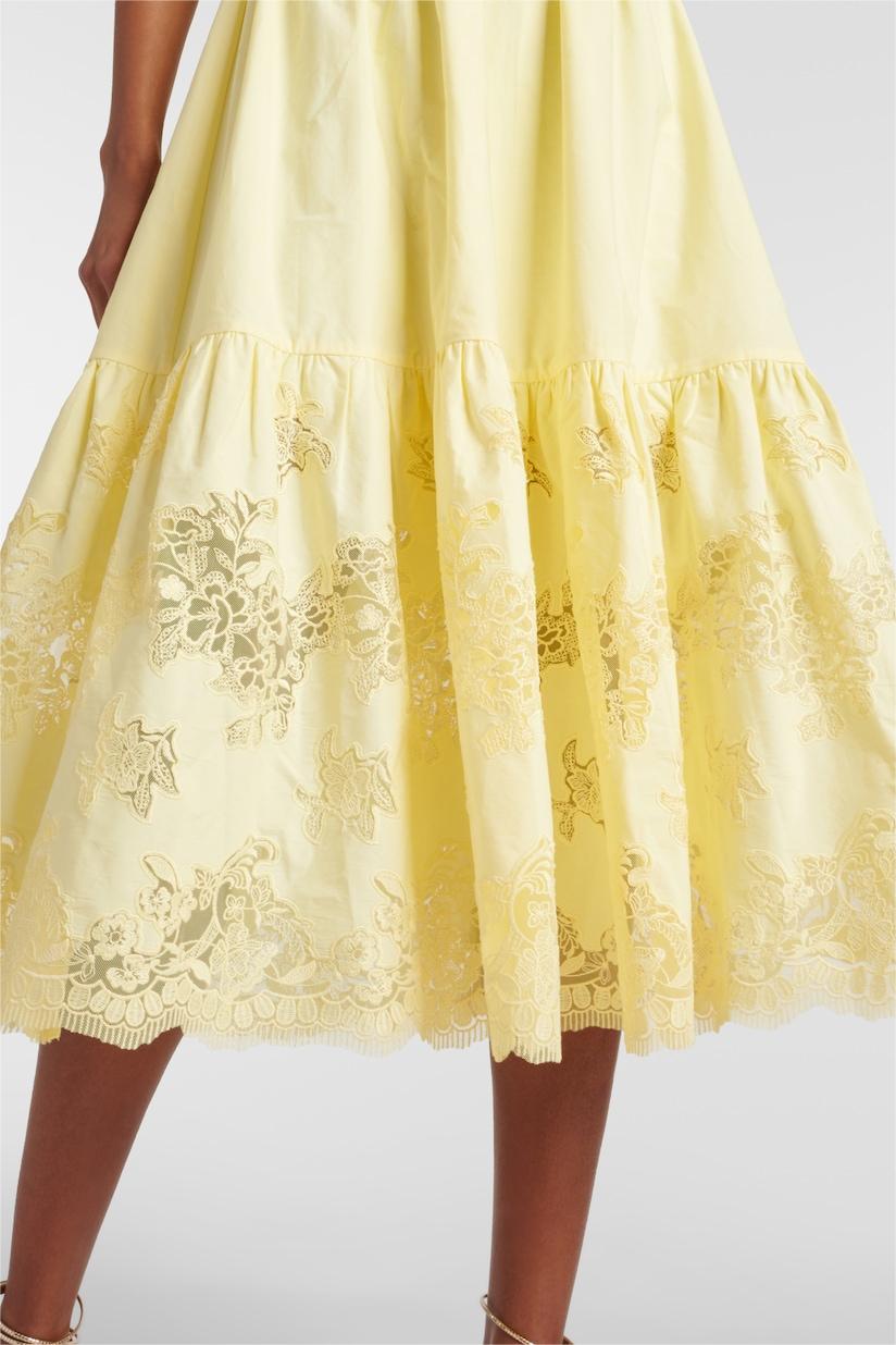 Lace Embroidered Frill Sleeveless Midi Dress