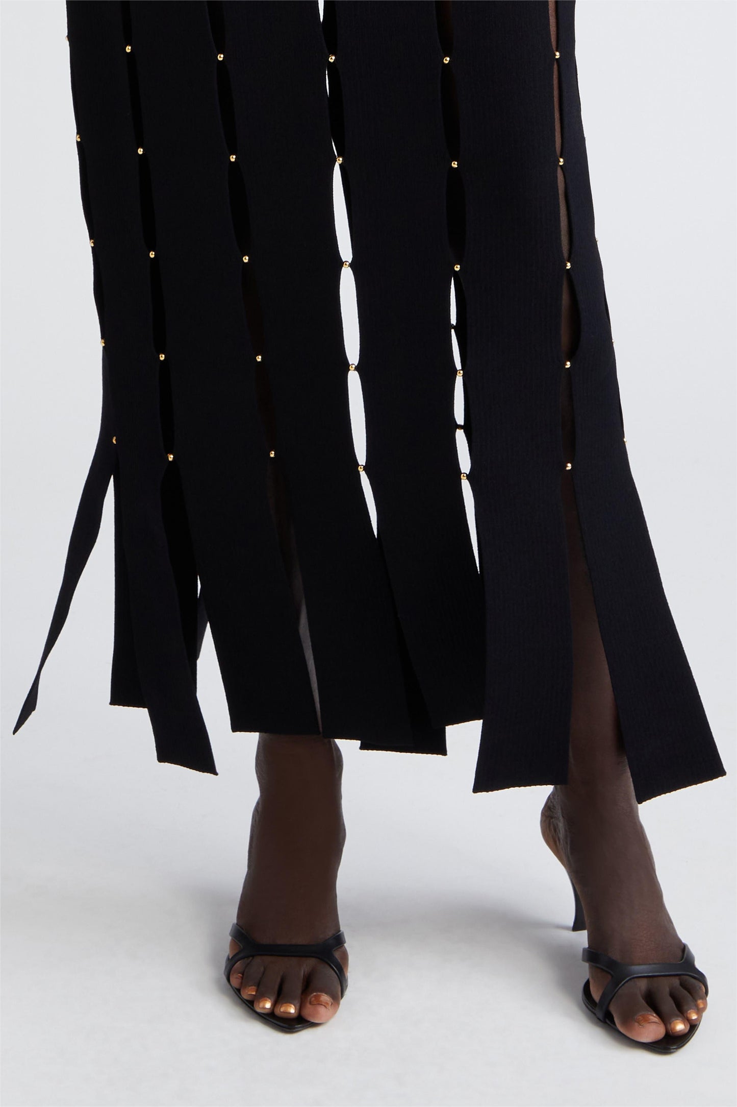 Knit Solid Cut-Out Sleeveless Midi Dress