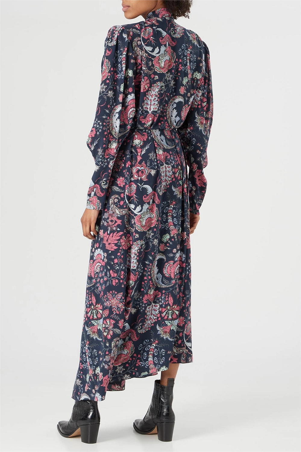 Paisley Print Lace Up Midi Dress
