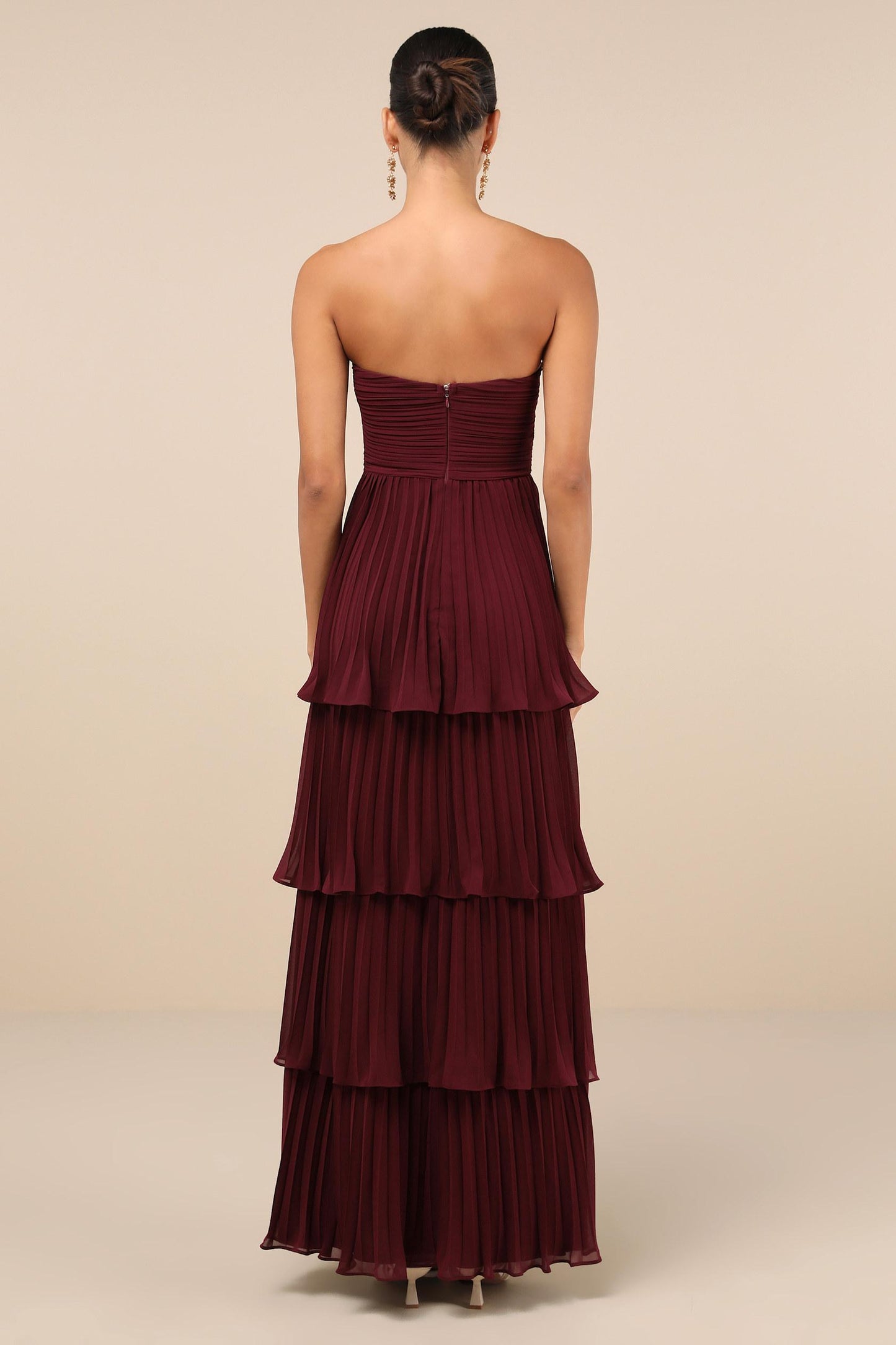 Off-Shoulder Pleat Tiered Maxi Dress