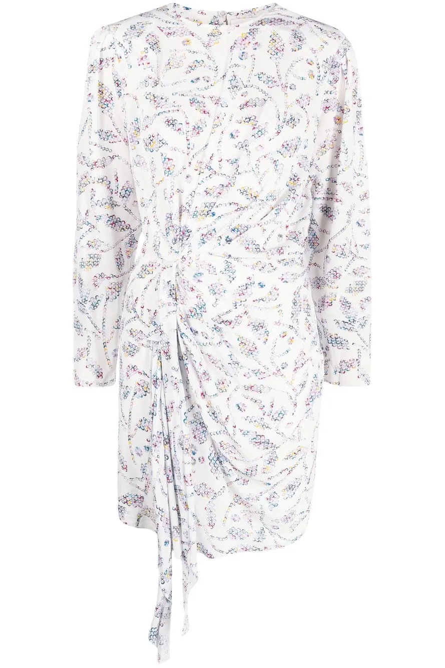 Geometric Pattern Ruched Mini Dress