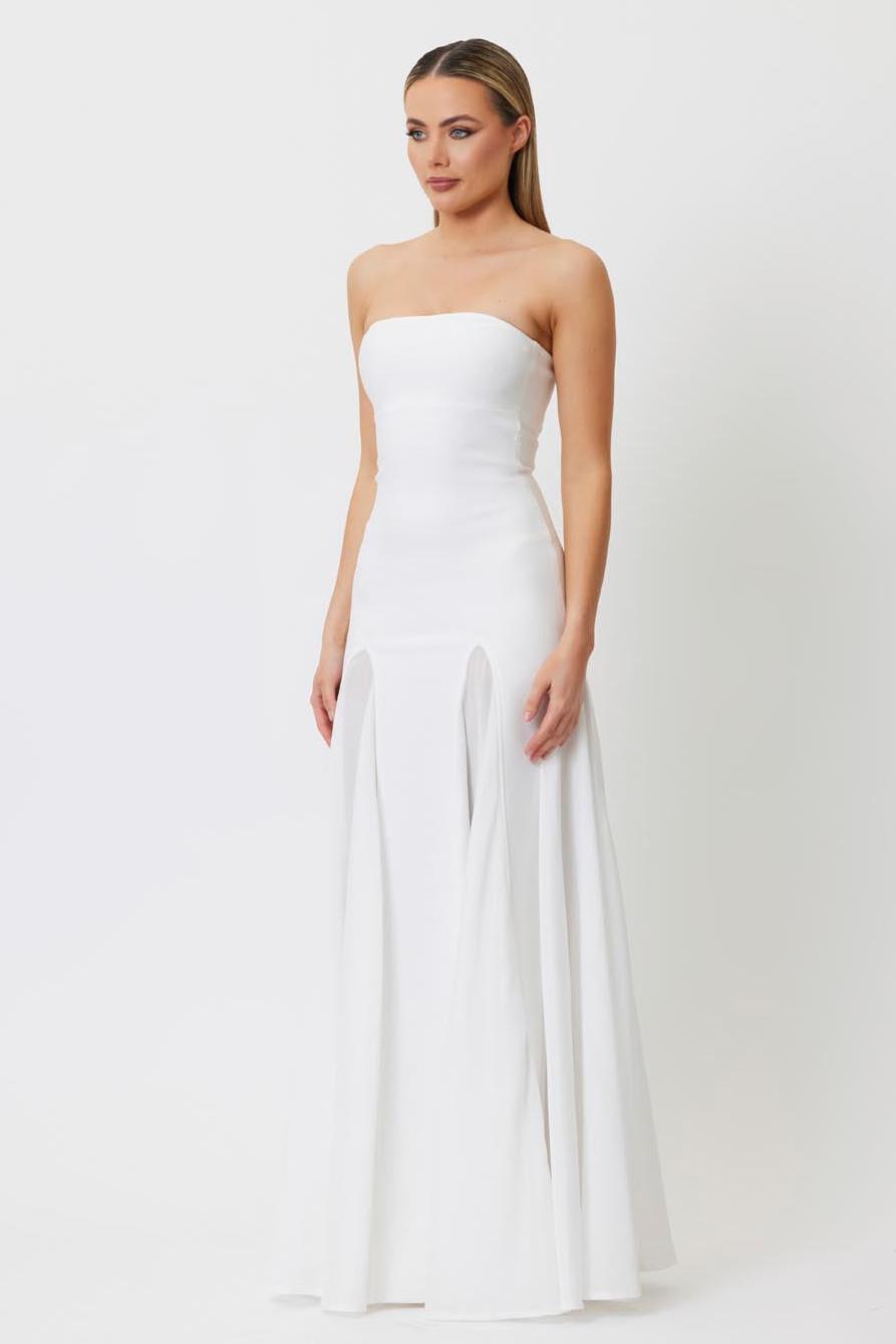 Off-Shoulder Solid Mesh Maxi Dress