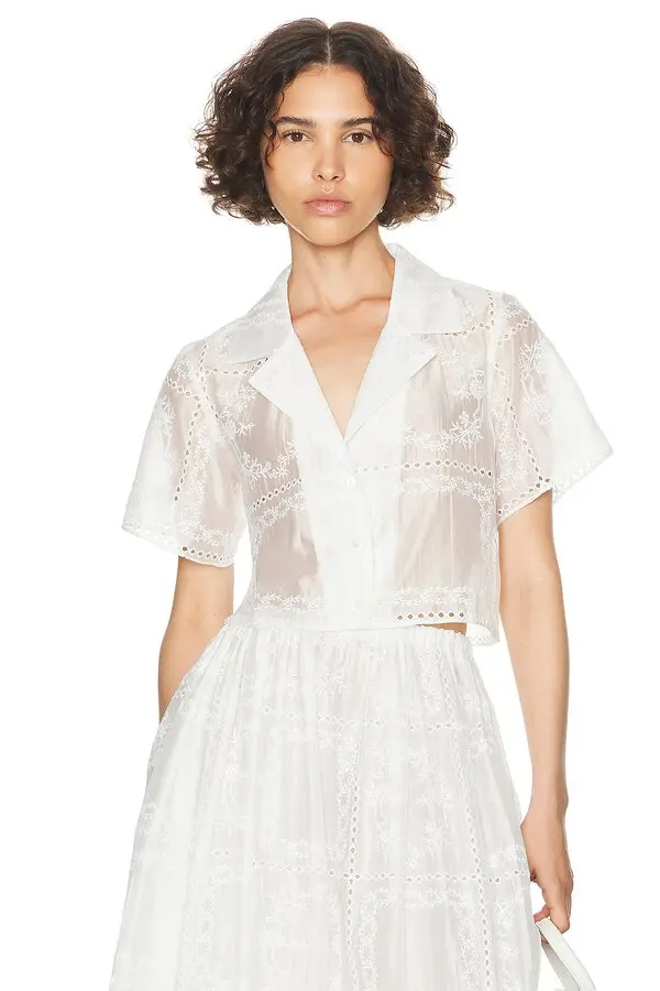 Solid Embroidred Top & Mid Waist Embroidered Skirt Set