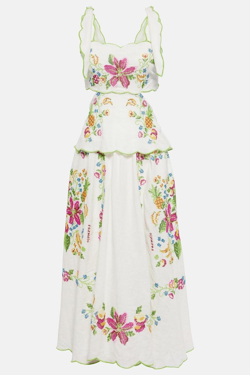 Floral Cut-Out Lace Up Midi Dress