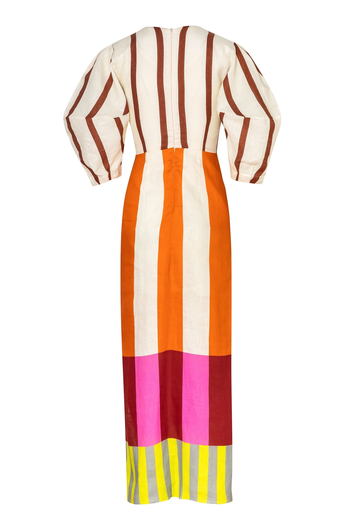 Stripe Knotted Mid Sleeve Midi Dress