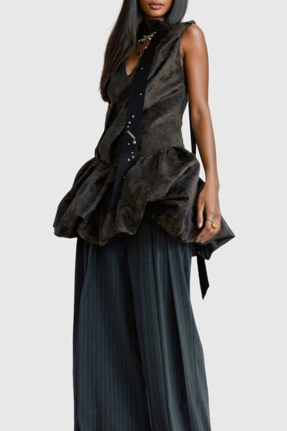 Jayne Backless Rock Leather Mini Dress
