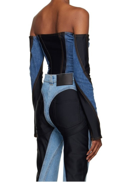 Juniper Off Soulder Patchwork Bodysuit
