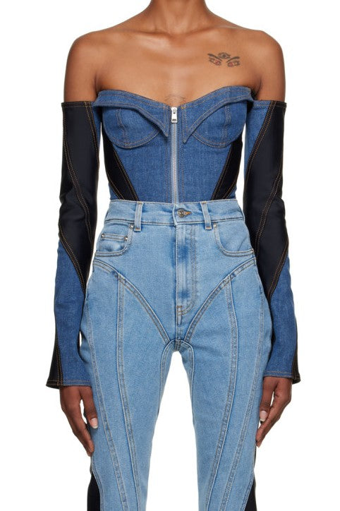 Juniper Off Soulder Patchwork Bodysuit