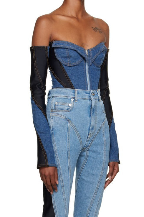 Juniper Off Soulder Patchwork Bodysuit