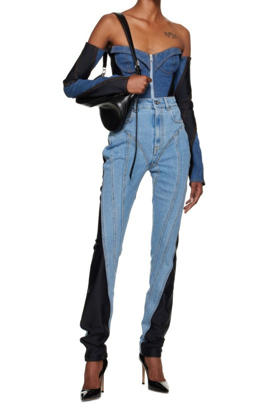 Juniper Off Soulder Patchwork Bodysuit