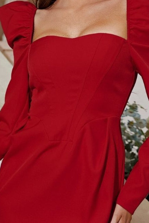 Maggie Square Neck Puff Sleeve Mini Dress