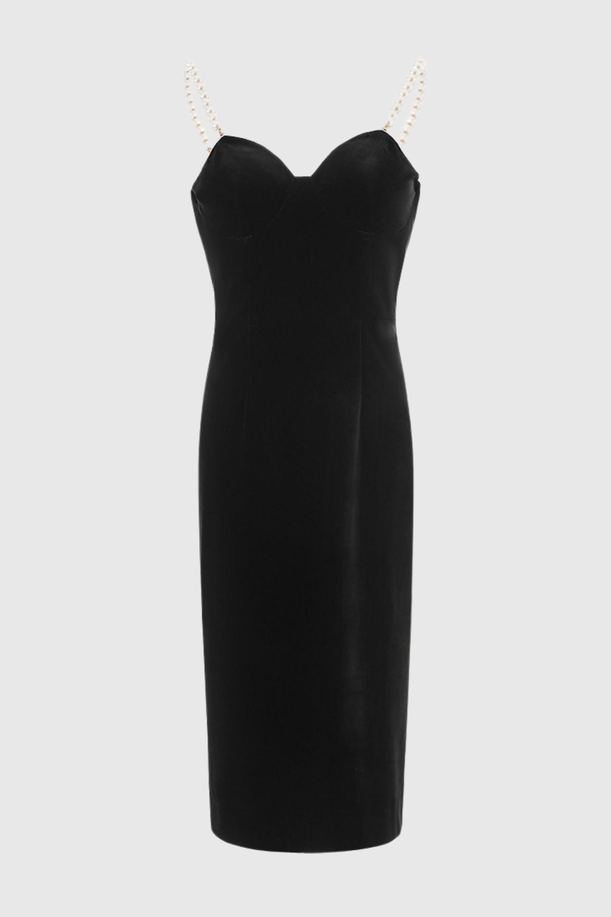 Kadia Velvet Pearl Embellished Midi Dress