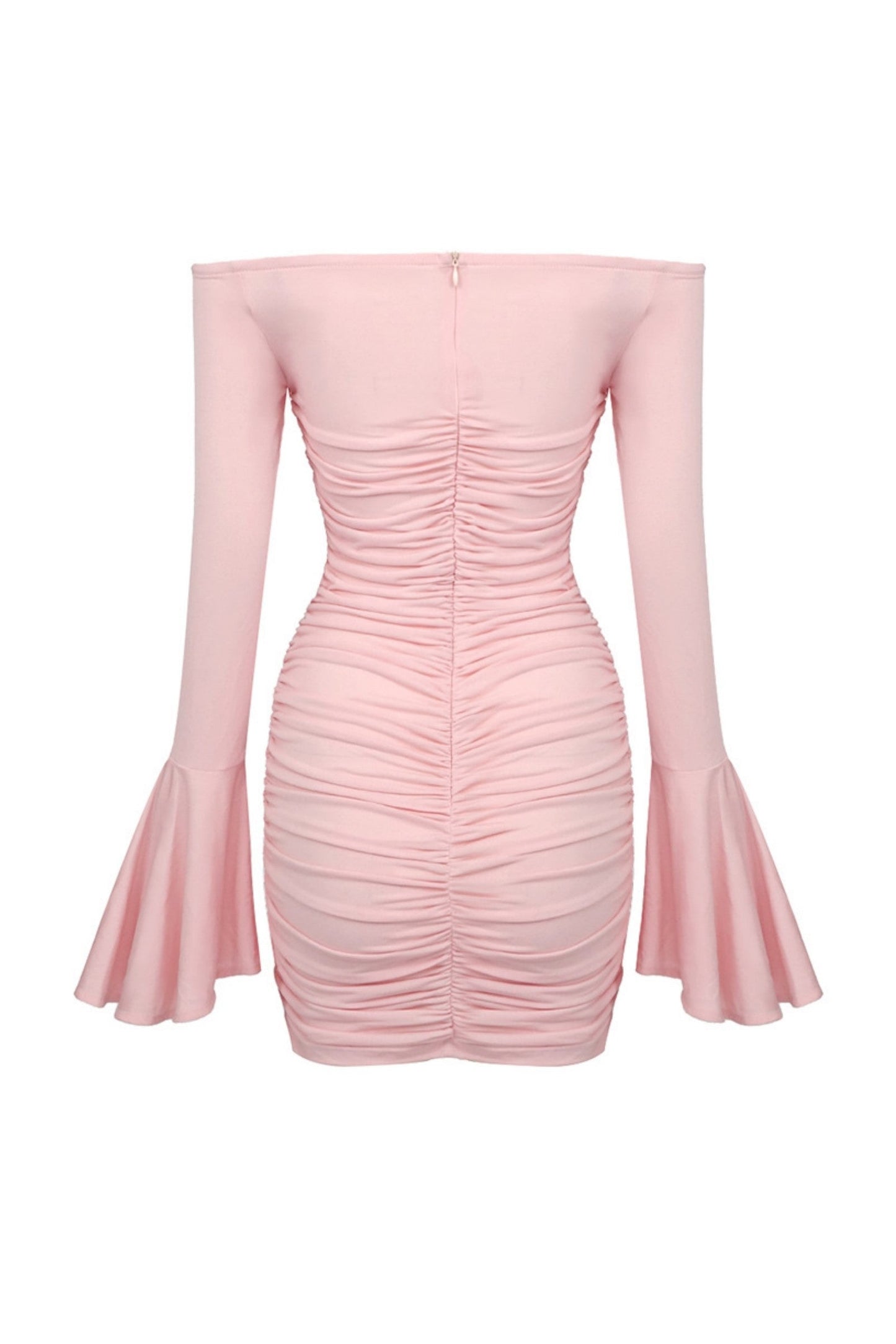 Karla Ruched Flower Off Shoulder Mini Dress