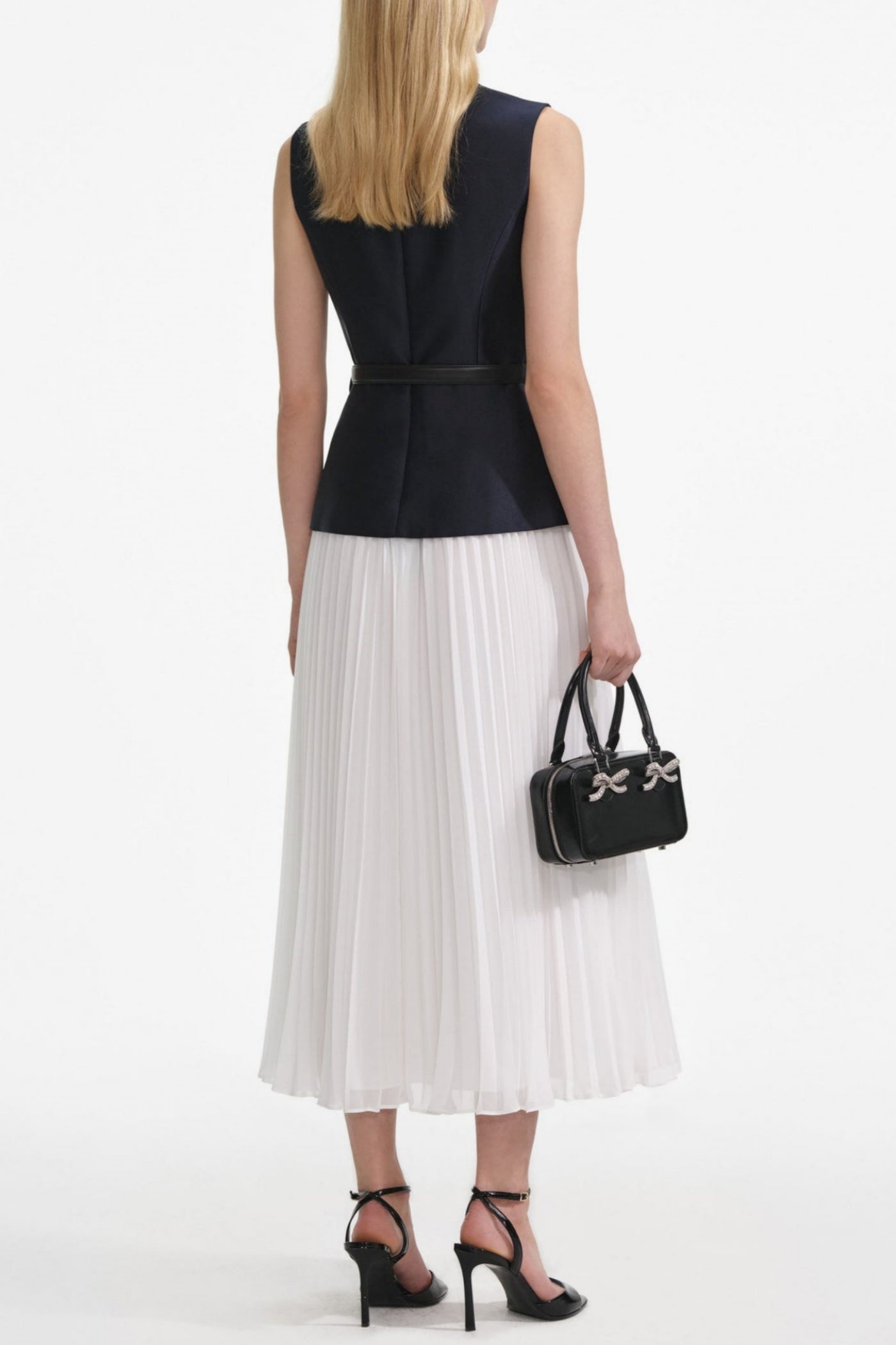 Kayele Sleeveless Belted Chiffon Midi Dress