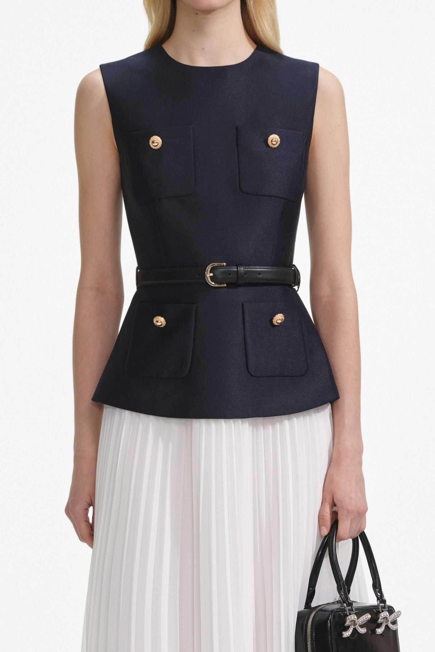 Kayele Sleeveless Belted Chiffon Midi Dress